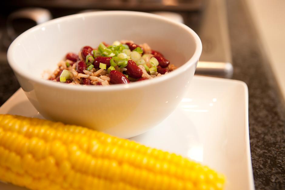Red Beans and Rice with Corn on the Cob