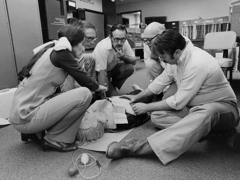 A CPR training course in 1977 (American Heart Association archives)